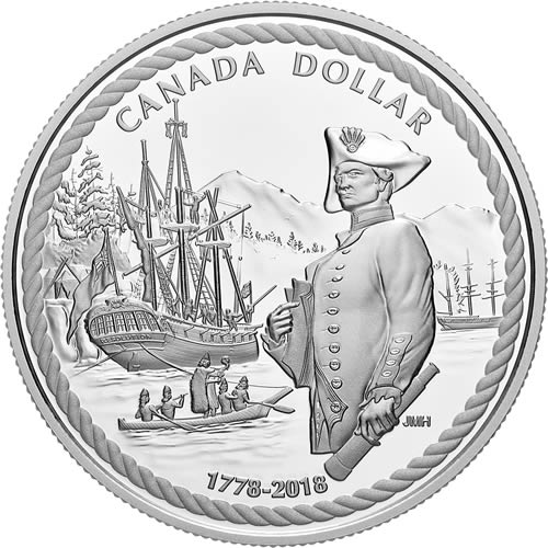 RCM-New-Release:-2018-Proof-Pure-Silver-Dollar---240th-Anniversary-Of-Captain-Cook-At-Nootka-Sound